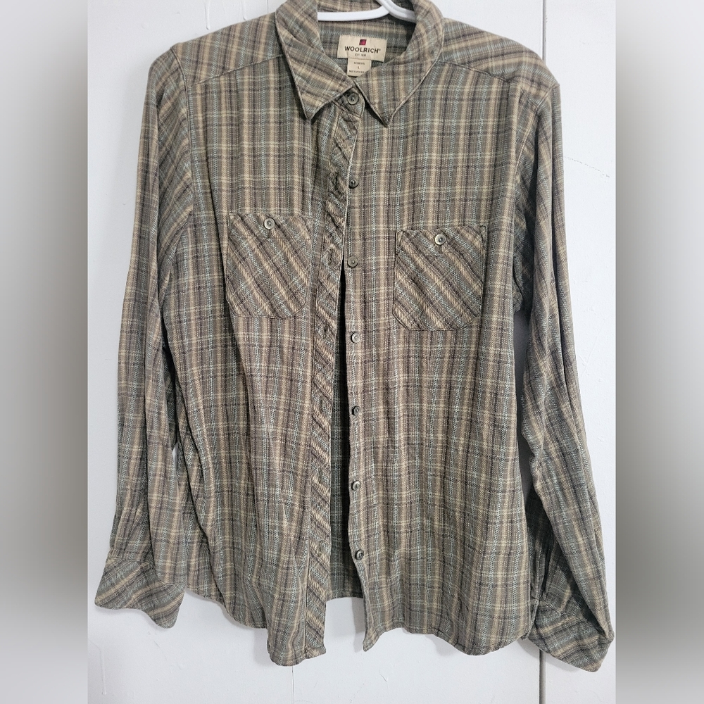 Woolrich Women's Casual Plaid Shirt - Green and Brown